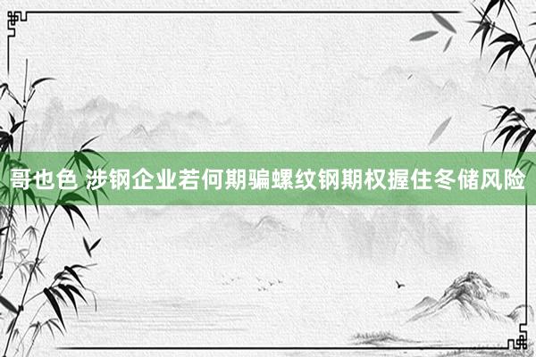 哥也色 涉钢企业若何期骗螺纹钢期权握住冬储风险