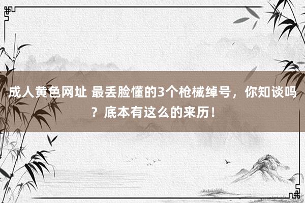 成人黄色网址 最丢脸懂的3个枪械绰号，你知谈吗？底本有这么的来历！