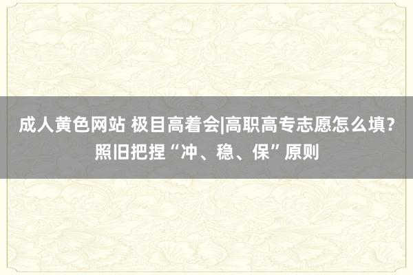 成人黄色网站 极目高着会|高职高专志愿怎么填？照旧把捏“冲、稳、保”原则