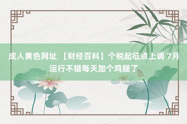 成人黄色网址 【财经百科】个税起征点上调 7月运行不错每天加个鸡腿了