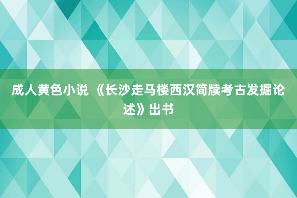 成人黄色小说 《长沙走马楼西汉简牍考古发掘论述》出书